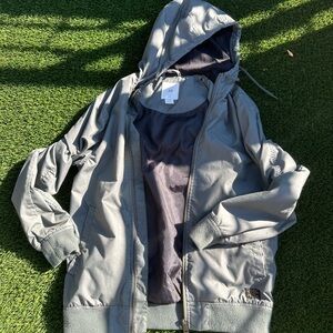 H&M olive green bomber jacket with hood